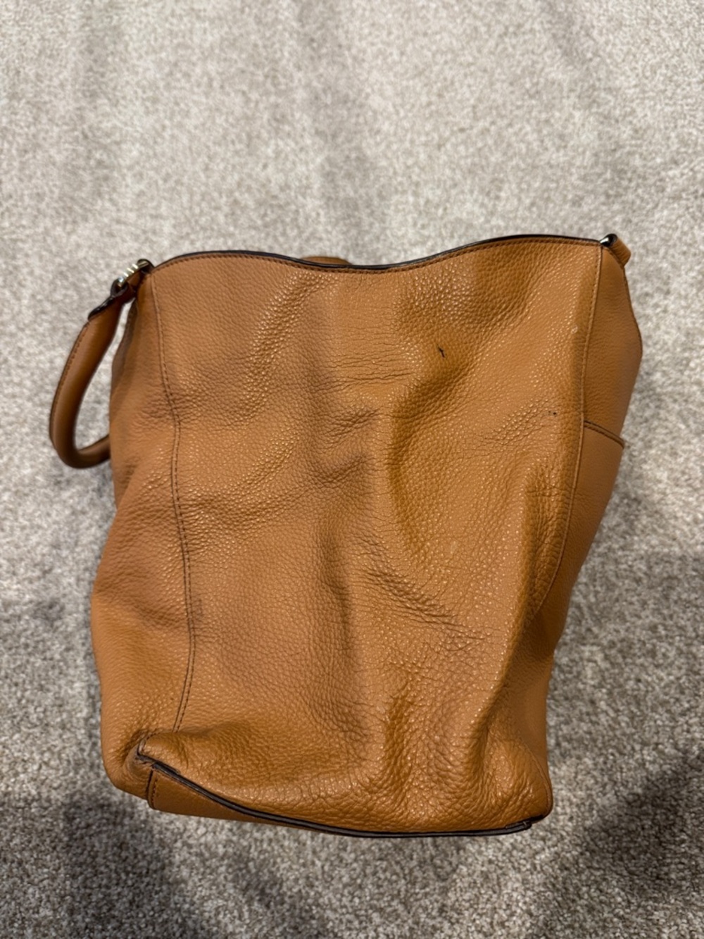 Tory Burch Cognac Leather Shoulder Tote with Embossed Logo - Picture 5 of 9